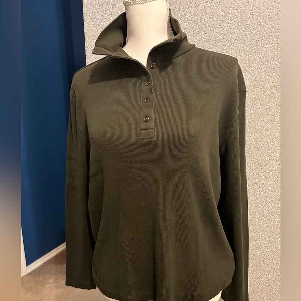 Ralph Lauren Dark green Ribbed Long Sleeve Top